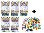 5 Pokemon Booster Packs "Silberne Sturmwinde" + 3 Sammelfiguren